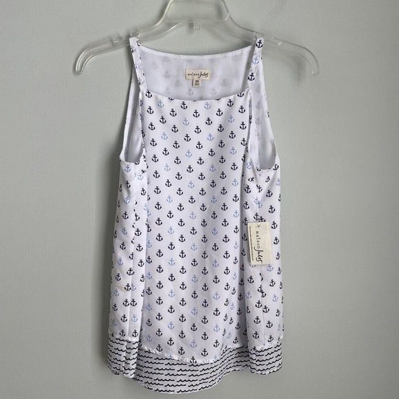 New Maison Jules Sleeveless Anchor Print Blouse Nautical - Picture 1 of 6